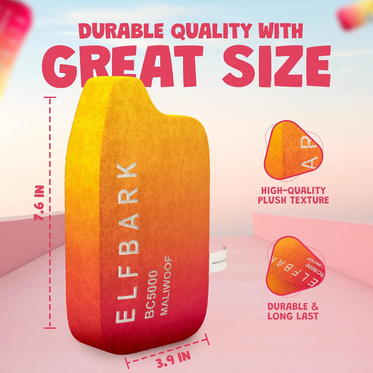 THE WELL KEPT Puff Parody Dog Toy – Funny Squeaky Dog Toys for Interactive Play and Training – Durable, Easy to Clean, Birthday Gifts for Small, Medium and Large Dogs - Peach