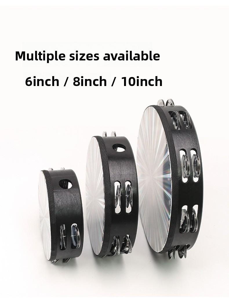 Percussion Instrument 8inch 10inch Laser Double Row Hand Tambourine Kindergarten Early Education Hand Drum Children's Dance Hand Drum