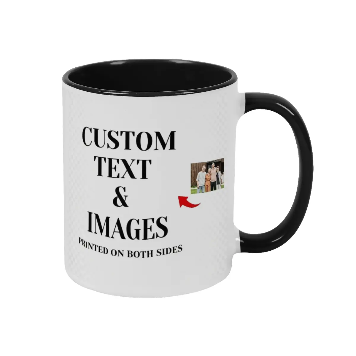 Custom Photo Coffee Mug 11oz, Personalized Ceramic Tea Cup With Text Image Printed On Both Sides, Customizable Two Tone Mug With Colored Handle Inner For Office Home, Unique Birthday Christmas Anniver