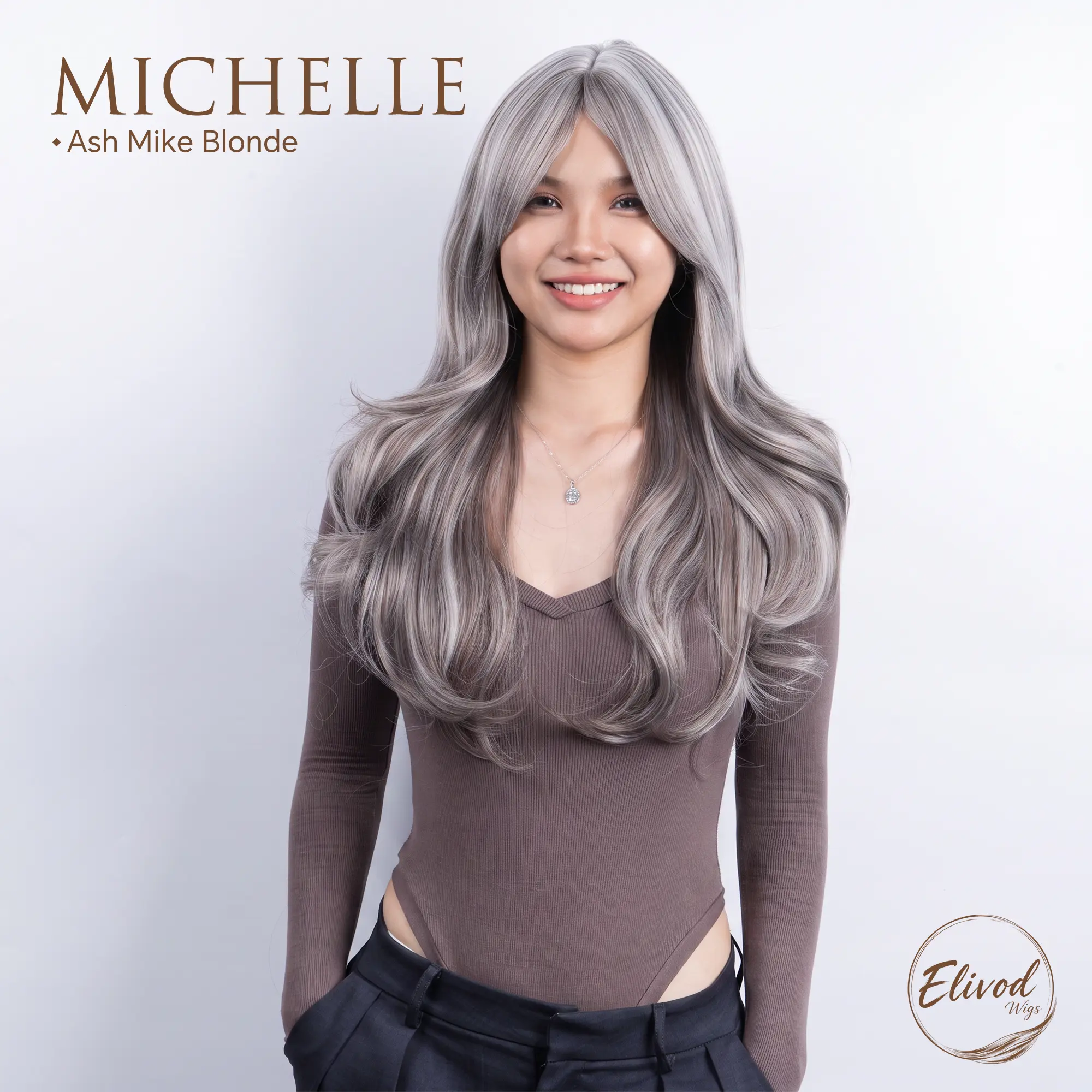 35 MICHELLE Ash Mike Blonde 26 Inches Long Big Wavy Glueless Synthetic Wig