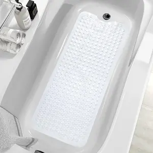 Shower and Bathtub Mat,40x16 Inches,Extra Long Non Slip Mats with Suction Cups and Drain Holes, Machine Washable and Anti Slip Bathmats, Bathroom Mats for Tub Nonslip (Clear)