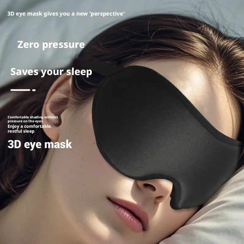 3D Contoured Sleep Mask, Adjustable Sleep Mask with Nose Pad Design, Suitable for Sleep, Yoga, and Travel
