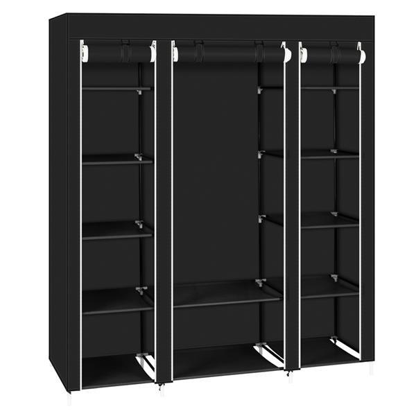 [Bellemave] Portable Clothes Closet Wardrobe Storage Organizer with Non-Woven Fabric Quick and Easy to Assemble Extra Strong and Durable Black