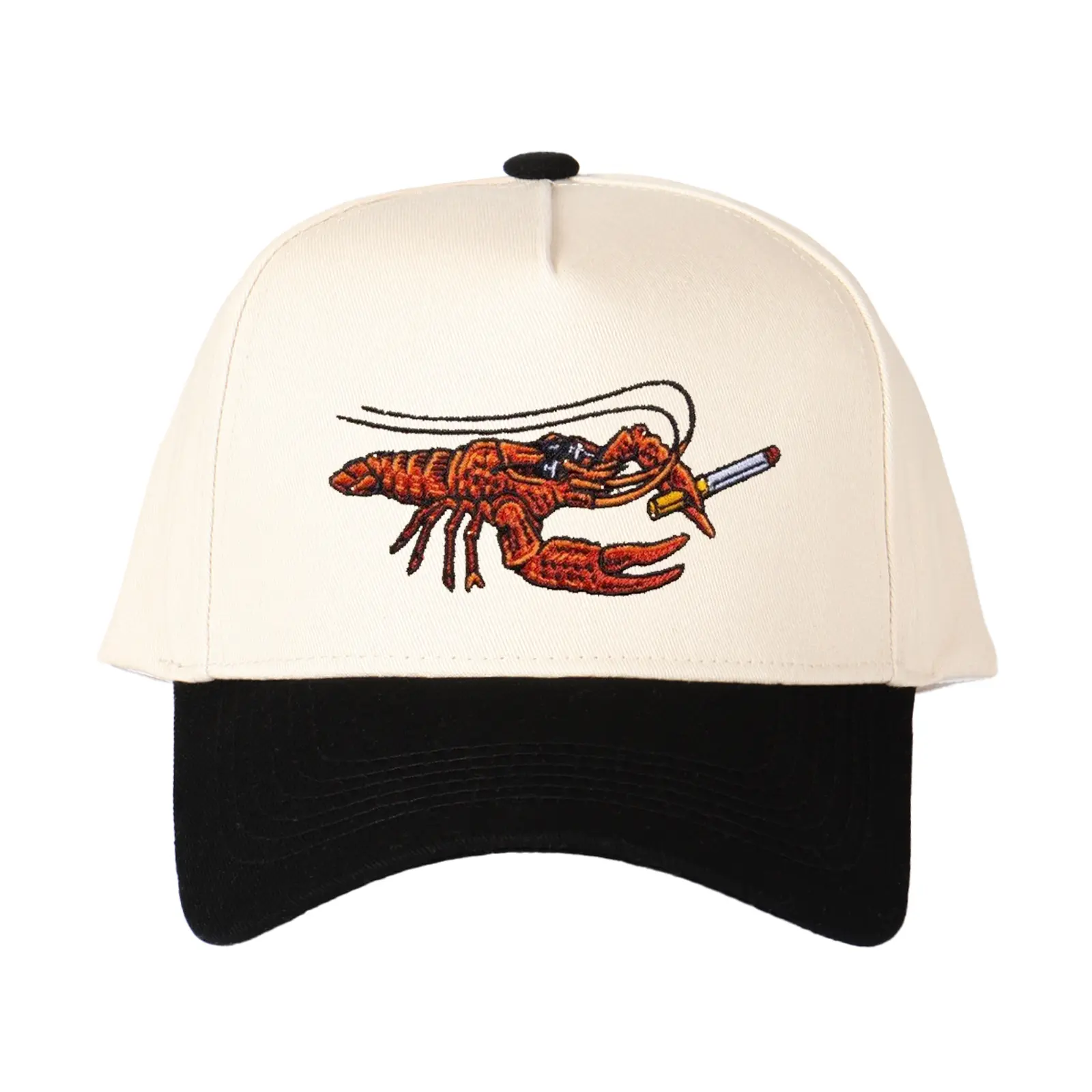Trucker Hat with Funky Crayfish Embroidery, Unisex Breathable Mesh Snapback Cap for Men & Women, Adjustable for Outdoor Travel, Mens Hats, Cartoon Crayfish, Playful Cartoon Crayfish