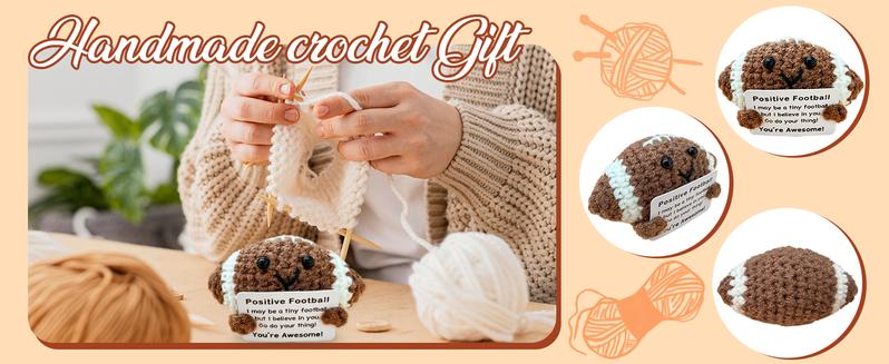 Emotional support crochet crochet basketball - emotional inspirational support gift, suitable for women, men, friends, teenage boys, girls, teammates - handmade basketball crochet mini rugby gift Christmas, New Year, decoration,