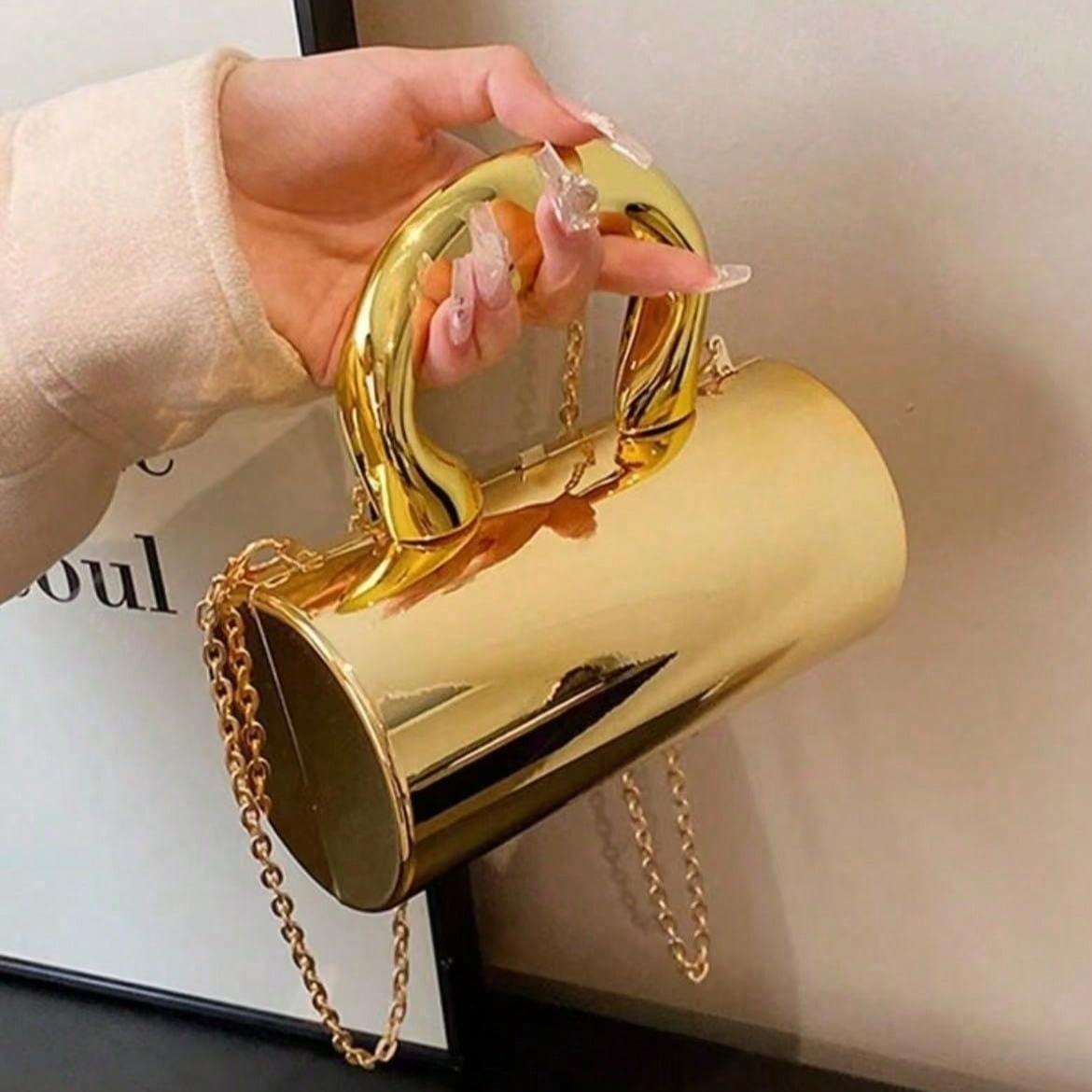 Solid Color Acrylic Box Bag, New Fashion Personalized Handle Handbag, Cylinder Shaped Chain Shoulder Bag Crossbody Bag, Phone & Coin Purse, Suitable For Work, Commute, Date, Shopping, Travel, Romantic Valentine's Gift For Couples