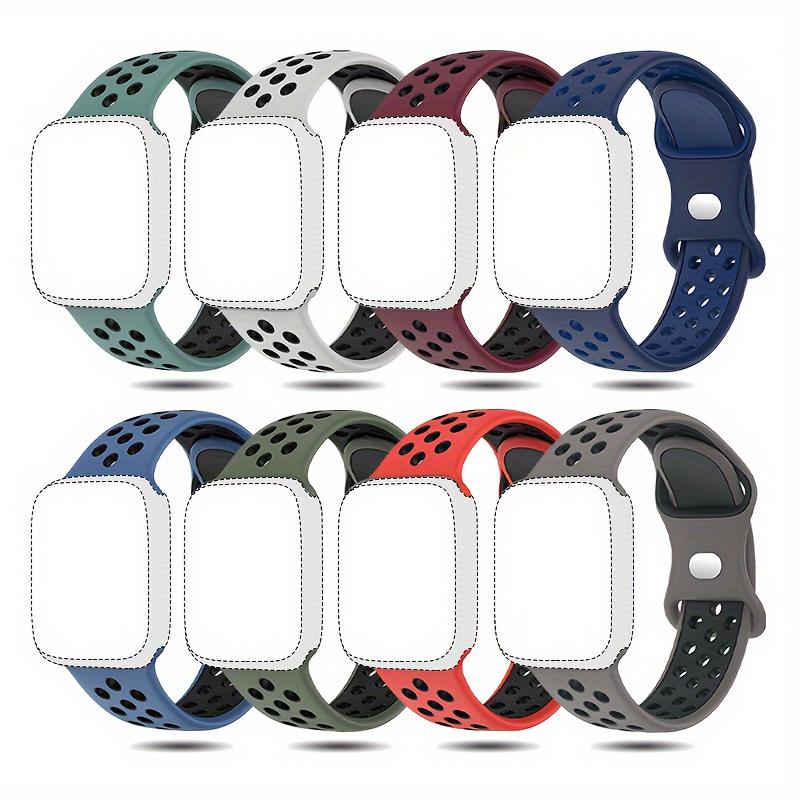 8-Pack Silicone Sport Watch Bands for Apple Watch – Two-Tone Breathable Strap 38–49mm (Series 1–10, SE, Ultra)