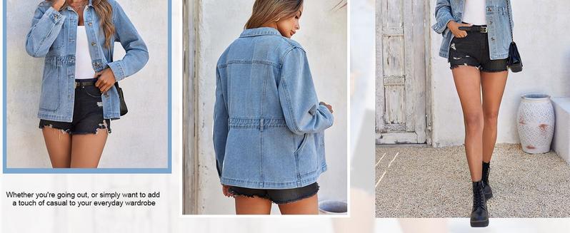 Fessceruna Womens Oversized Denim Jacket Distressed Button Down Boyfriend Jean Jackets 2025 Trendy Shacket