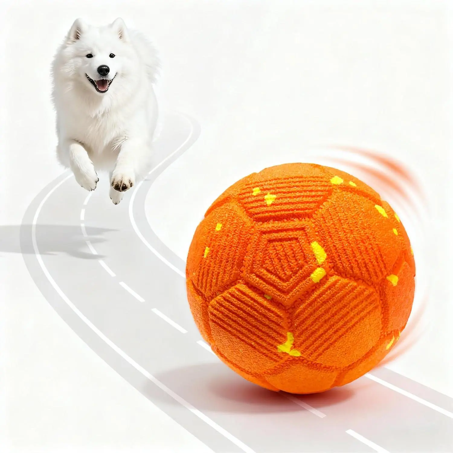Smart Interactive Dog Ball Medium and Large Dogs, Auto-Rolling, Bouncing and Rotating with Chew-Resistant E-TPU Material, IP54 Waterproof (Orange)