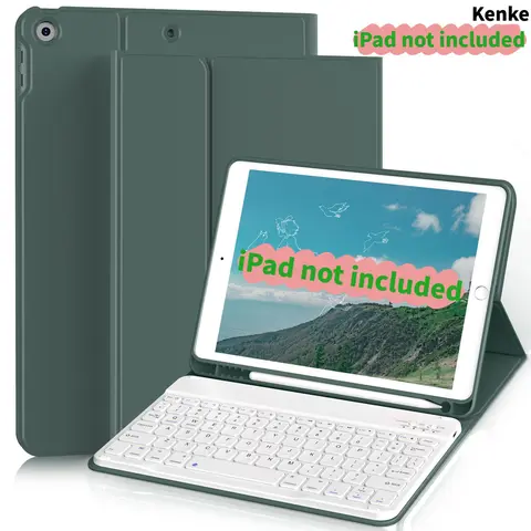 Kenke Bluetooth Keyboard iPad Case - Tablet Accessory with Built-in Li-ion Battery, Pencil Holder, Magnetic Detachable Keyboard, Multi-Angle Stand, Protective Cover, Perfect Fit for 7th/8th/9th/10th/11th Gen, A16, 11-in & 13-in Air Models