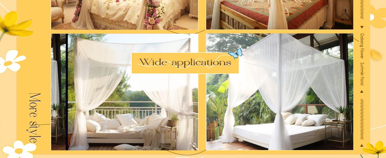 4 Corners Post Net - Cozy Drape Netting 3 Opening Bed for Girls Bed Boys Adults (Twin,White)