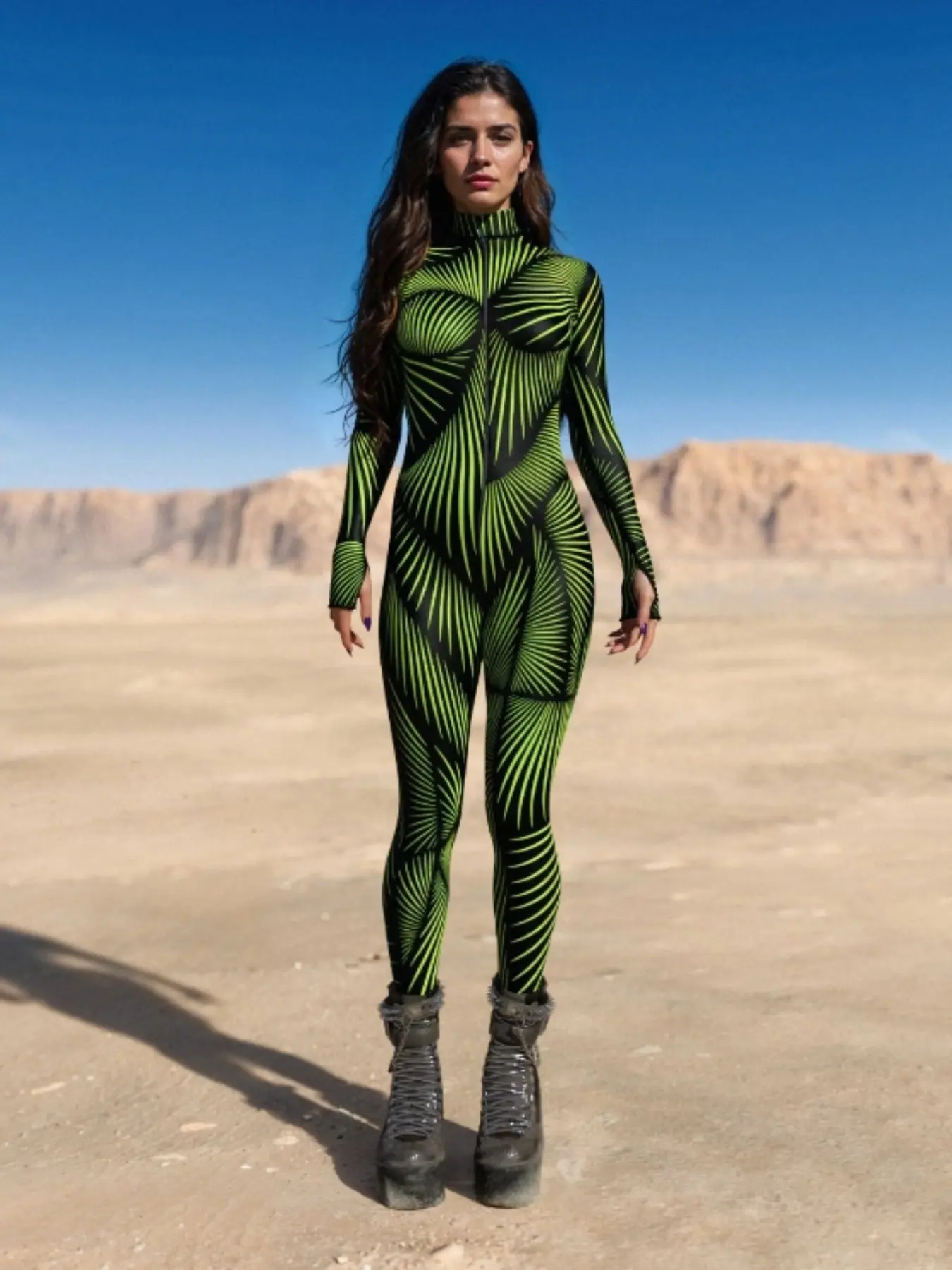 Women's Tight Fit Sexy Bodysuit, Y2K Cyberpunk Style, Fluorescent Lines, Night Light Party Costume, Halloween Festival
