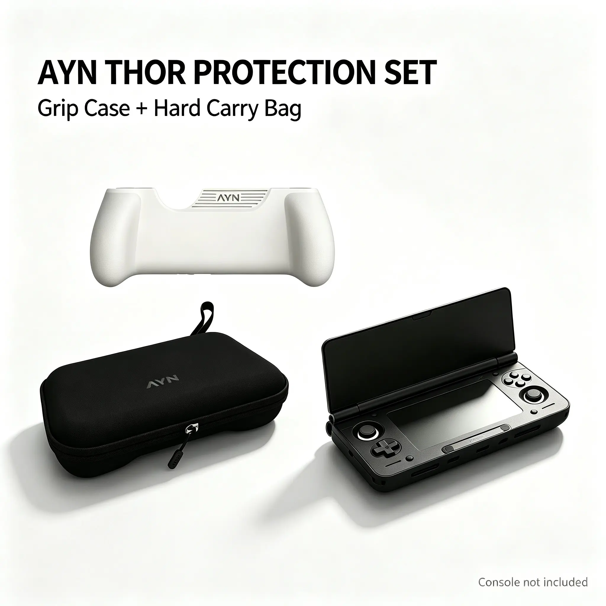 Thor Foldable Handheld Game Console Accessories Set, Protection, Tpu Grip, Tempered Screen Protector, Hard Case, Clear Shell, Lanyard, Storage Bag