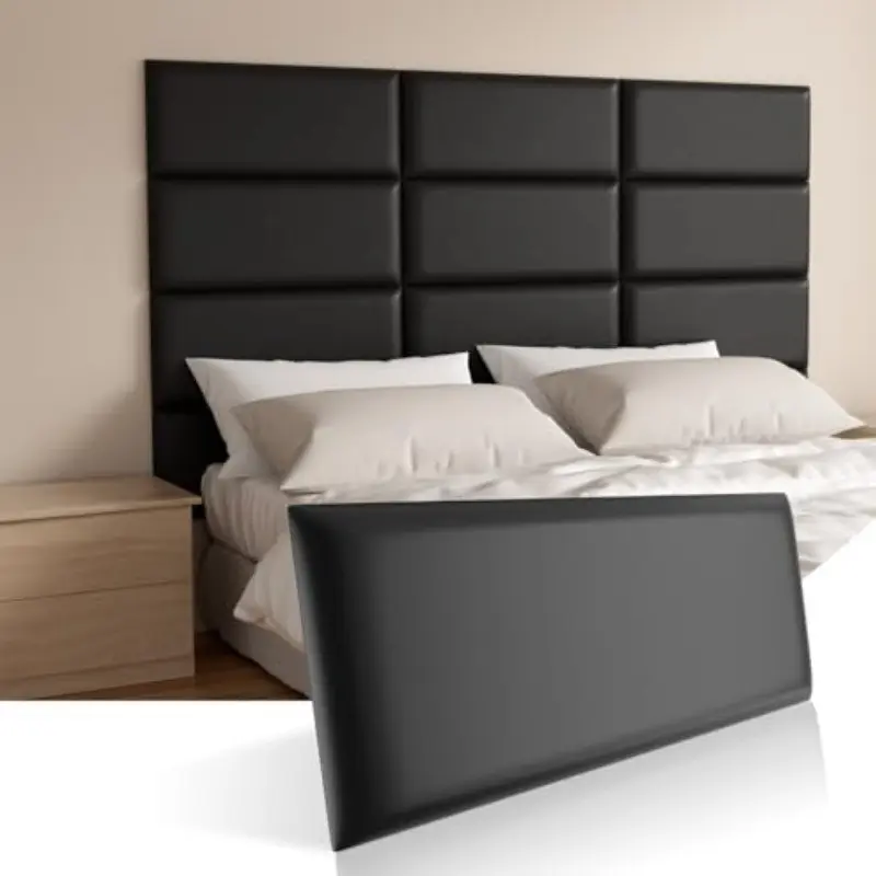 4-Piece Self-Adhesive 3D Wall Panel Bed Headboard, Wall Mounted Headboard, Retro Modern Style, No Nails, Space-Saving, for Bedroom/living Room Decor