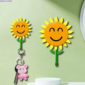 Smiling Sunflower Wall Hook, Cute Decorative Self-Adhesive Wall Hanger for Keys, Towels, Coats, Bags & Hats, Space-Saving Storage Organizer for Bedroom, Bathroom, Kitchen & Entryway