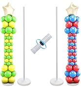 Balloon Column Stand Kit Set of 2, 1.3ft-5ft Pillar Balloon Stand with Base for and Table Centerpieces for Birthday Wedding Christmas Halloween Decorations Black