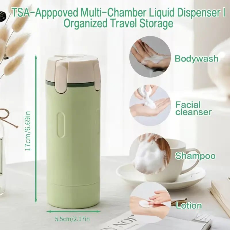 4-in-1 Travel Travel Size Bottles with Pump and Refillable System - Leak-Proof, Portable Containers for Shampoo, Lotion, Face Cream, and Body Wash | Compact Design Ideal for Carry-On Luggage and Camping Toiletries; Refillable Containers with Labels