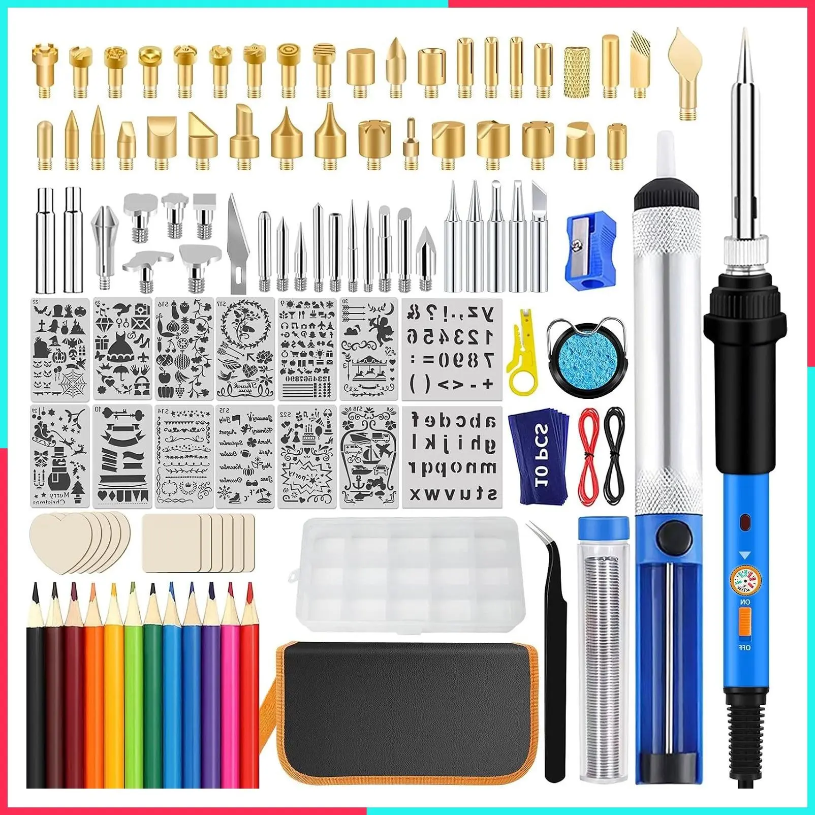 116-Piece Wood Burning Kit, Adjustable Temperature 220-480°C for Beginners