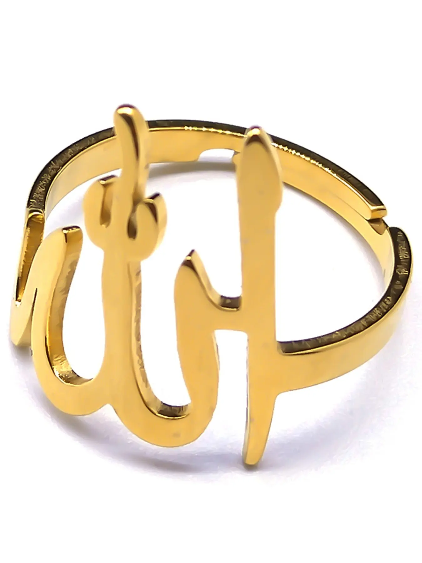 Arabic Islamic Muslim Allah Ring for Women Men Stainless Steel Gold Color Islam Religious Amulet Adjustable Rings