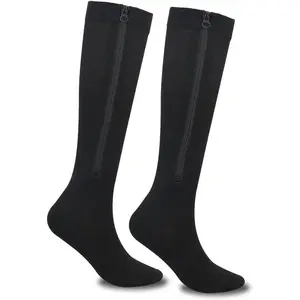 Zipper Compression Socks 15-20mmHg Closed Toe Compression Stocking with Zipper Swelling Edema for Women and Men