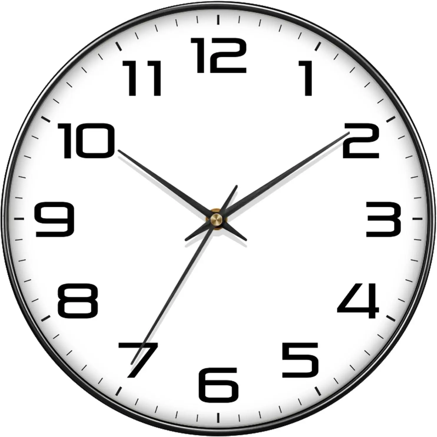 8 Inch Modern Wall Clocks  Operated - Silent Non Ticking Quartz Analog Clock with Large Numbers, Easy to Read Digital Wall Clock for Bedroom, Living Room, Kitchen, Office, Gym, Black