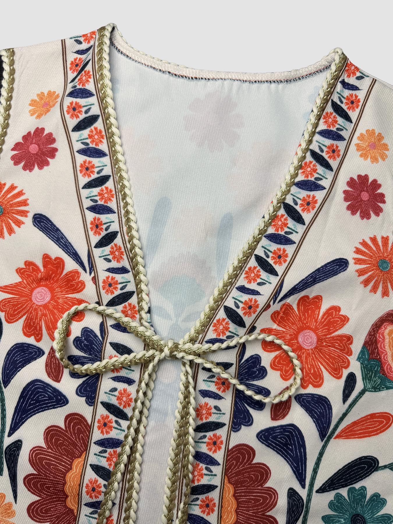 Women's Floral Print Tie Front Crop Tank Top, Boho Bohemian Sleeveless Top for Summer, Ladies Clothes for Beach Vacation