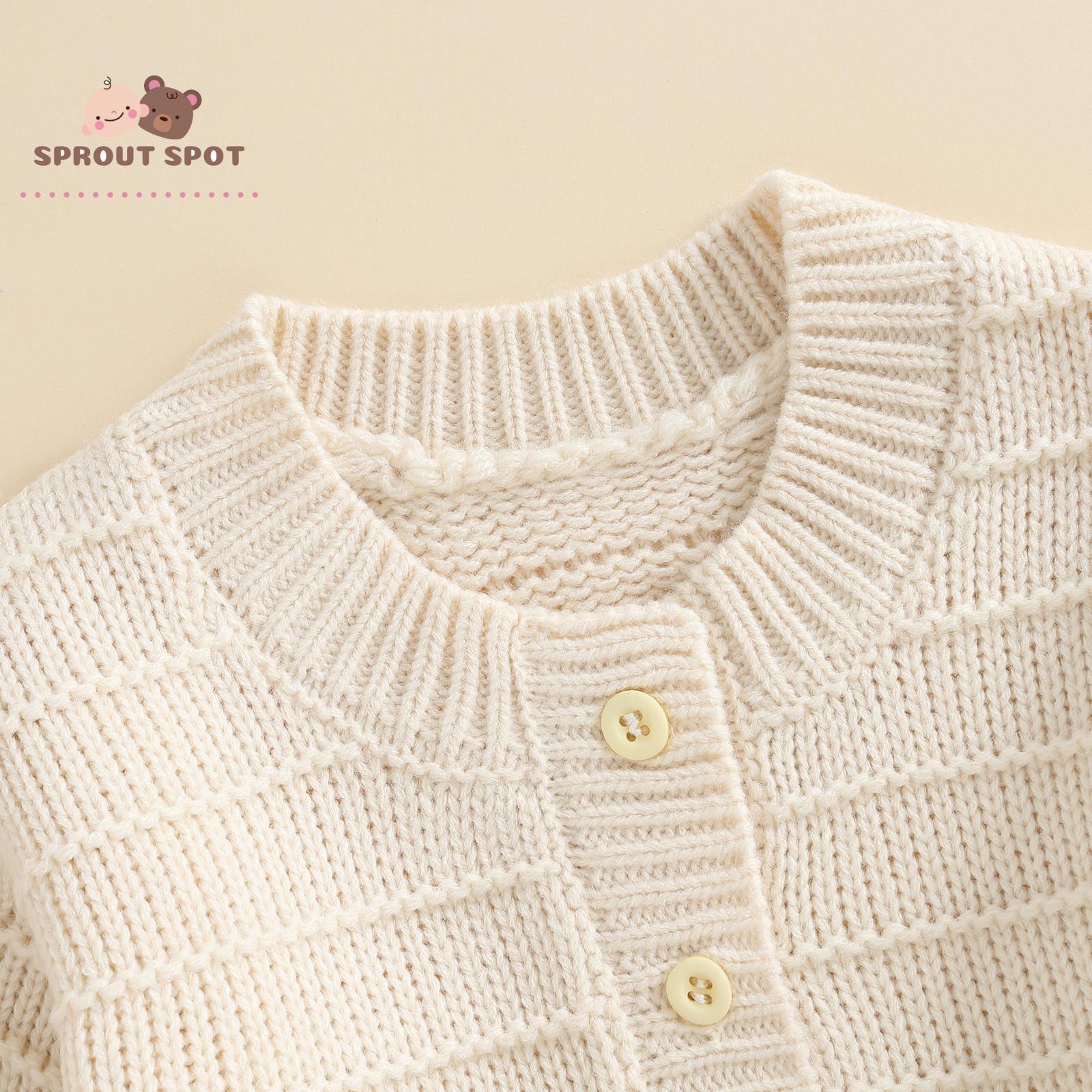 Toddler Baby Girl Knitted Cardigan Solid Color Long Sleeve Crew Neck Button-up Sweater Casual Winter Fall Clothes