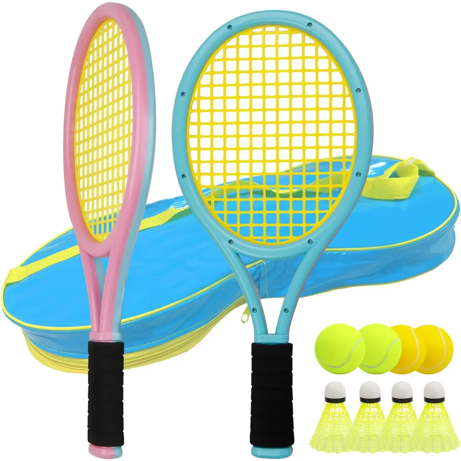 Kids Tennis Racket for Baby, Child and Kids Age 3~15, Toddler Tennis Racket Set Including 4 Shuttlecocks, 2 Tennis Balls, 2 Foam Balls and 1 Carrying Bag