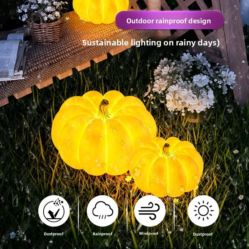 Solar Powered Pumpkin Lantern Outdoor Waterproof Garden Decor Landscape Lighting for Patio Yard Villa Lawn Decoration Portable Halloween Party Lights