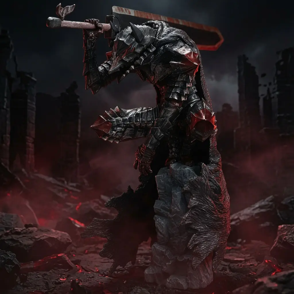 Berserk Guts Action Figure 25cm/9.84inch - Anime Berserker Armor Guts Statue - Collectible Model Toy Gift