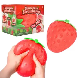 Toymendous Squeeze Strawberry - ExtraLarge 5" Squishy Stress Ball for Adults & Kids3+ - Fruity Fidget Toy for Stress Relief &Sensory Play - Safe & Durable Non-ToxicMaterial