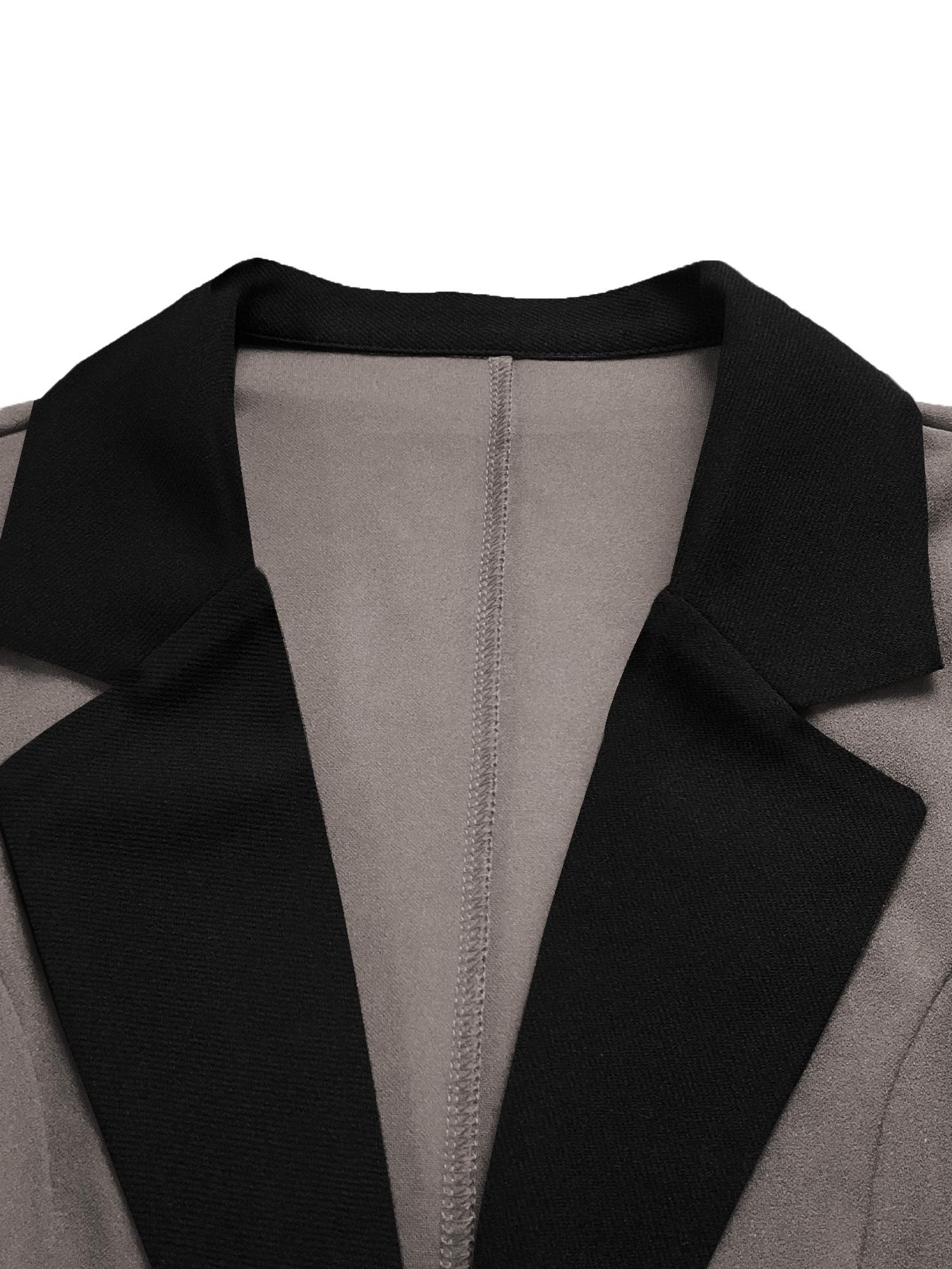 European Style New Women's 2-Piece Set, Fashionable Elegant Formal Simple Autumn Winter Color-Blocking Suit, Includes Slim Fit Straight Pants