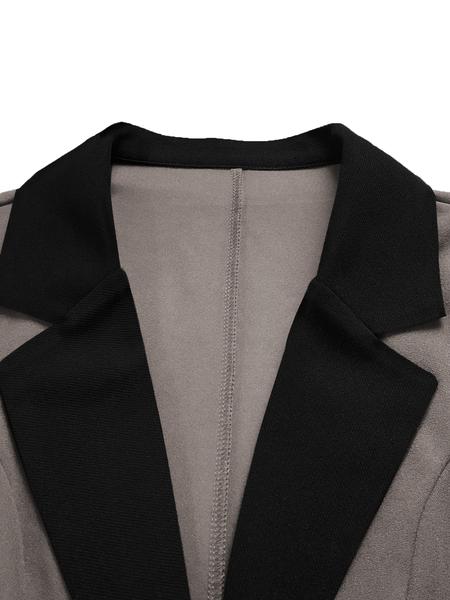 European Style New Women's 2-Piece Set, Fashionable Elegant Formal Simple Autumn Winter Color-Blocking Suit, Includes Slim Fit Straight Pants