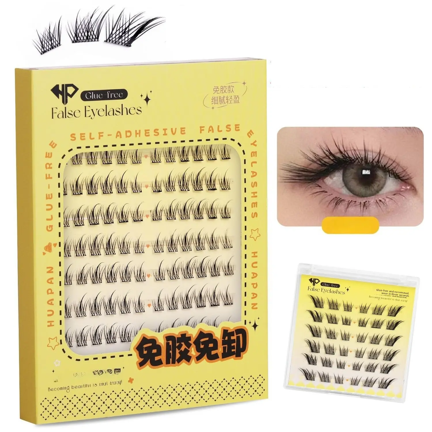 Hypoallergenic Glue-Free Self-Adhesive Lash Clusters - Pre-Sticky Wispy Fairy Lashes, Reusable Natural Segmented Eyelash Extensions for Beginners Daily Makeup, Ideal Gift for Fashion Accessory Enthusiasts