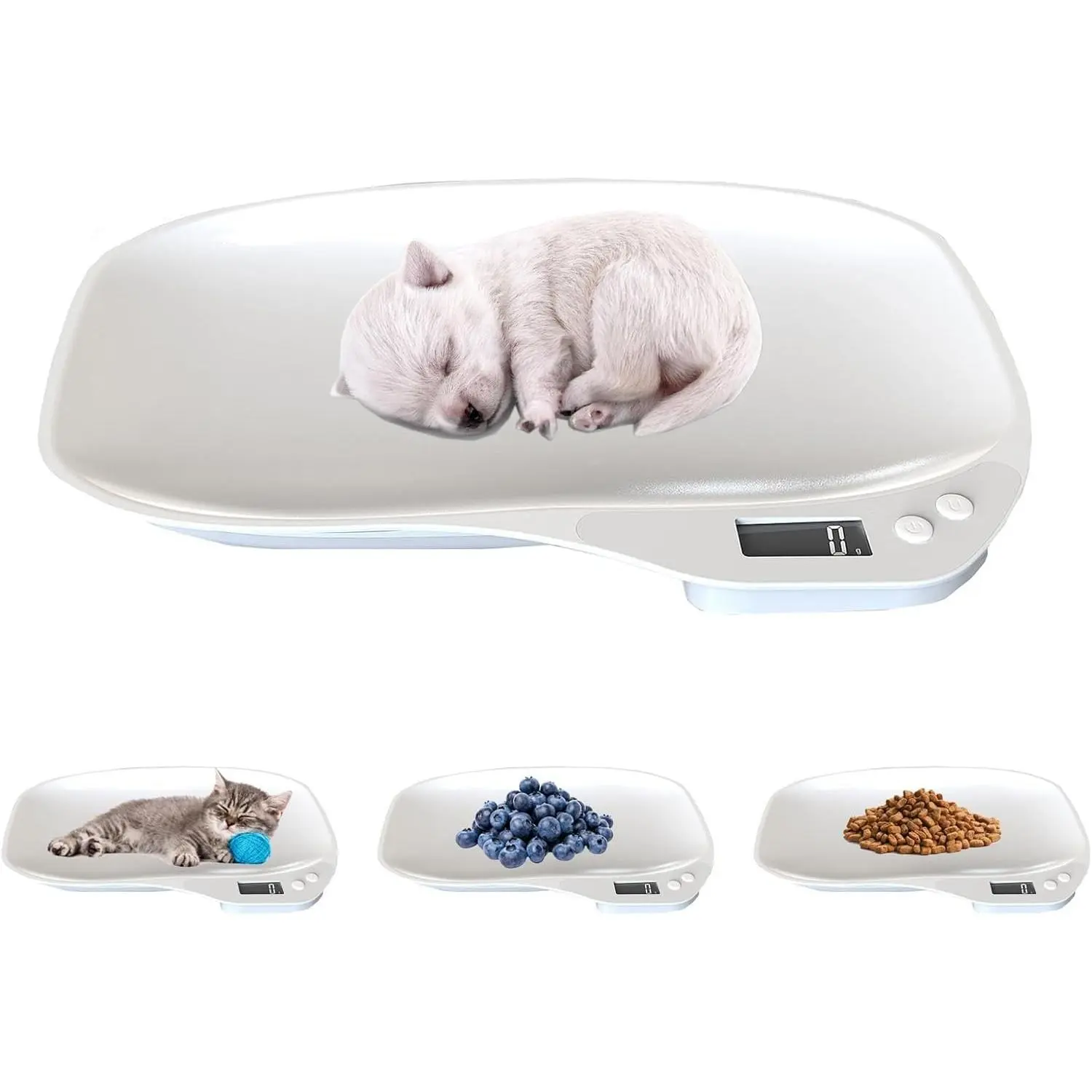 Small Animals Digital Pet Scale for Dogs Cats, Portable Electronic Kitchen Food Weighing Scales Max 33 lbs, LCD Scale with Tray, for Food, Puppy, Kitten, Lizard, Hamster, Tortoise, Helping