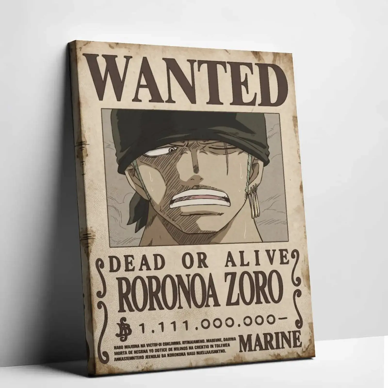 2D Flat Roronoa Zoro Wanted Poster - Premium Graphic Print Wall Art, Wall Picture Decor, Anime Room Decor, Room Decorations