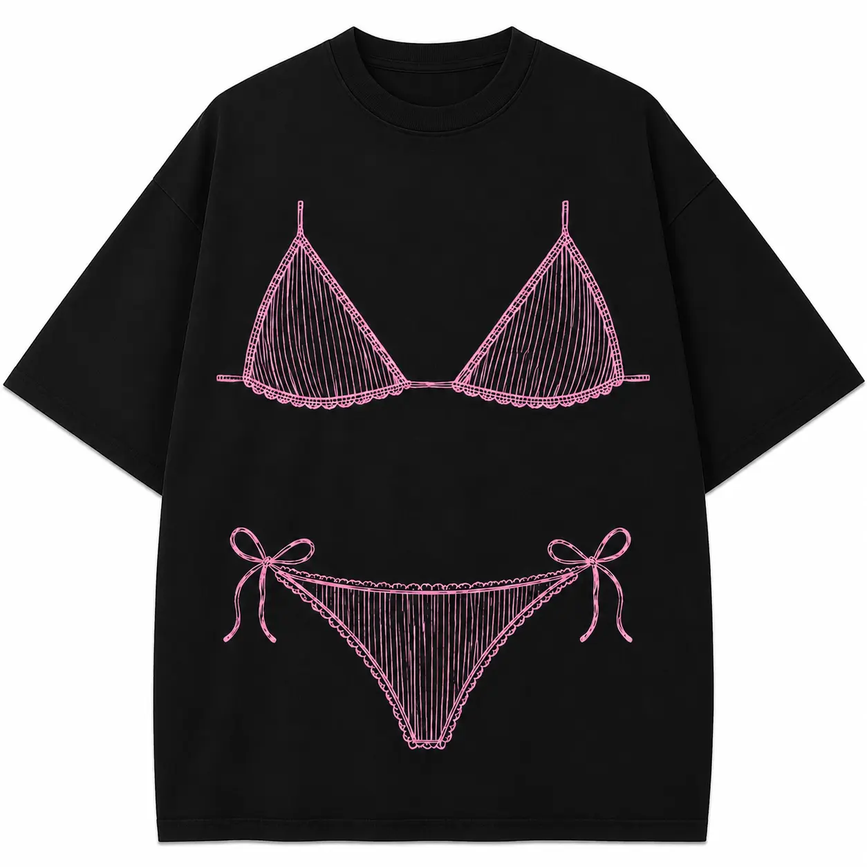👙☀️ Women's Bikini Body Illusion Graphic T-Shirt, Funny Bikini Graphic Tee, 100% Cotton Short Sleeve Summer Vacation Shirt, Beach Casual Tee, Unisex Fit, Ships from USA
