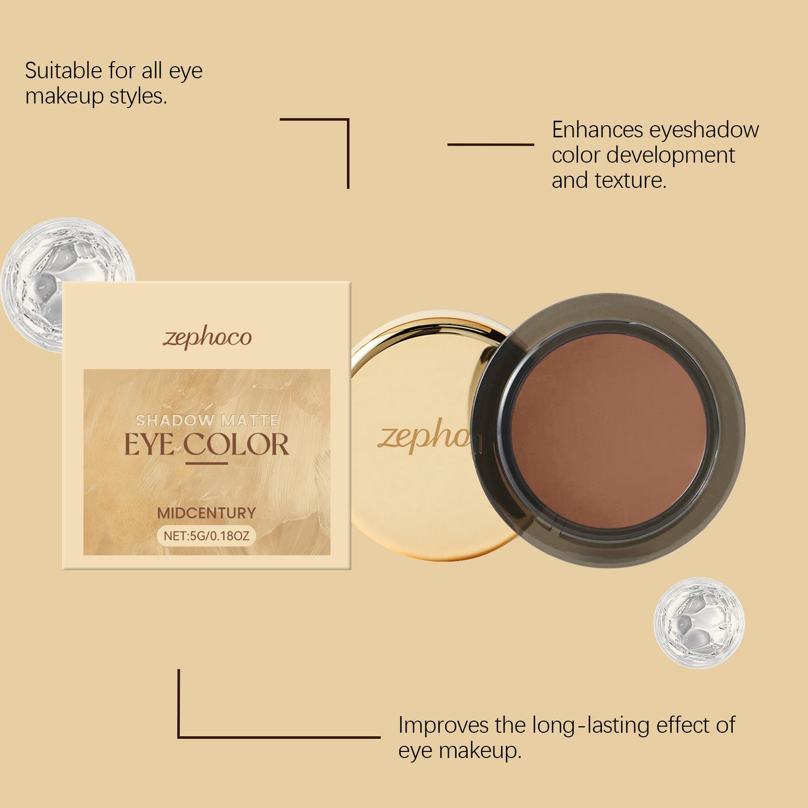 Matte Single-Color Eyeshadow (Midcentury), Natural Color Display, Not Easy To Smudge, Portable For Touch-Up Eyeshadow