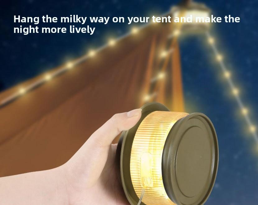 Outdoor Camping String Lights Warm White LED Fairy Lights with Ruler Design Windproof Rope Lantern for Tent Decoration Festival Party Night Lighting