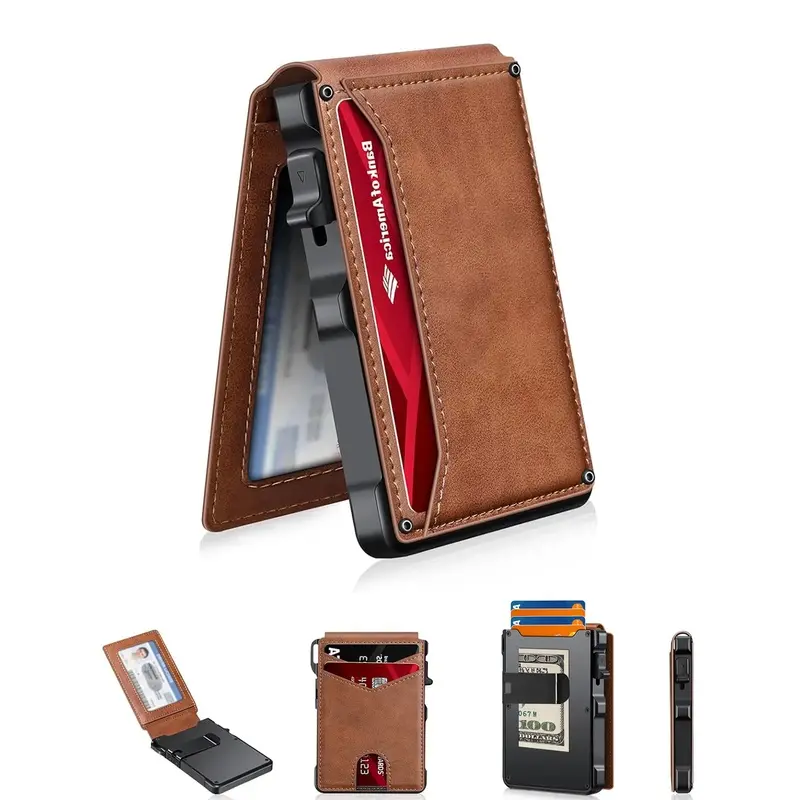 Aston Digital Summer Wins-Minimalist Men’s Slim Wallet: 9 - 13 Cards, Money Clip, ID Window.RFID - Bloc, Aluminum Bifold Pop - Up,summerwins,father'sdaygifts