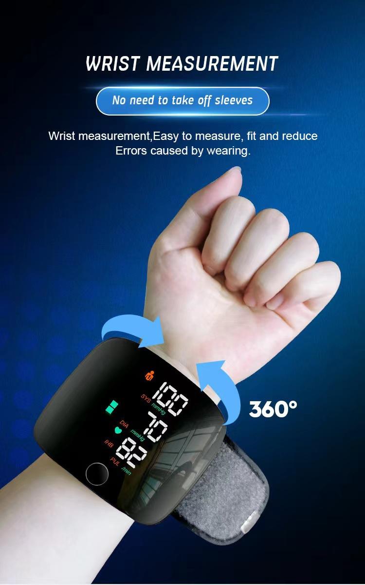 High-brightness touch screen LED rechargeable blood pressure monitor, home blood pressure monitor, wristband blood pressure monitor, digital blood pressure device, heart rate and pulse measuring instrument