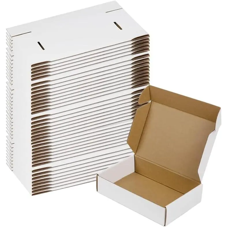 50 Pack 7x5x2 Small Shipping Boxes White Corrugated Cardboard Packaging Box for Small Business