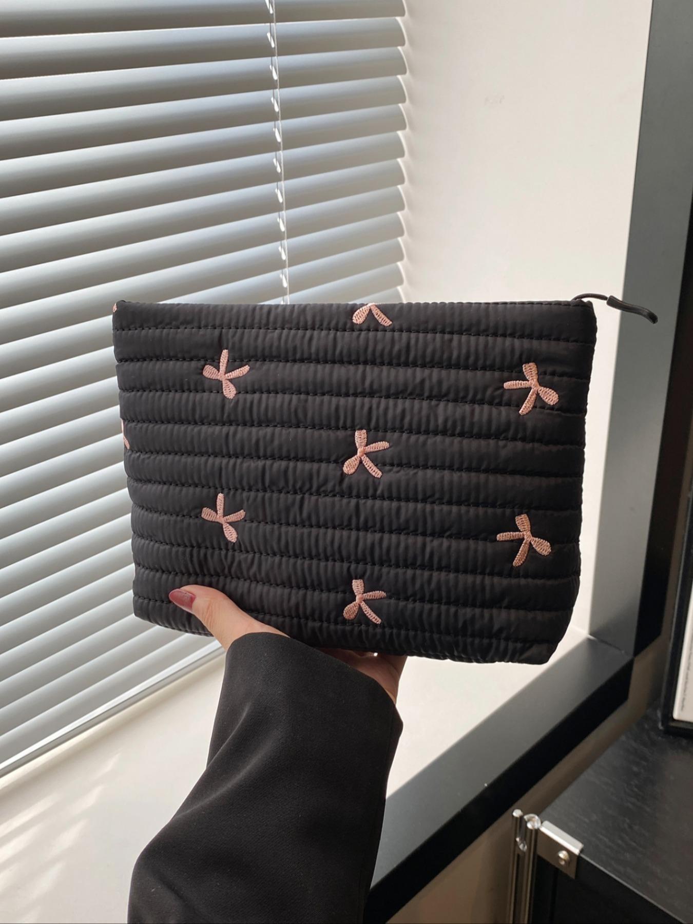 Large Capacity Quilted Design Clutch, Travel Storage Bag With Zipper, Perfect Christmas Gift Idea, Quilted Purse