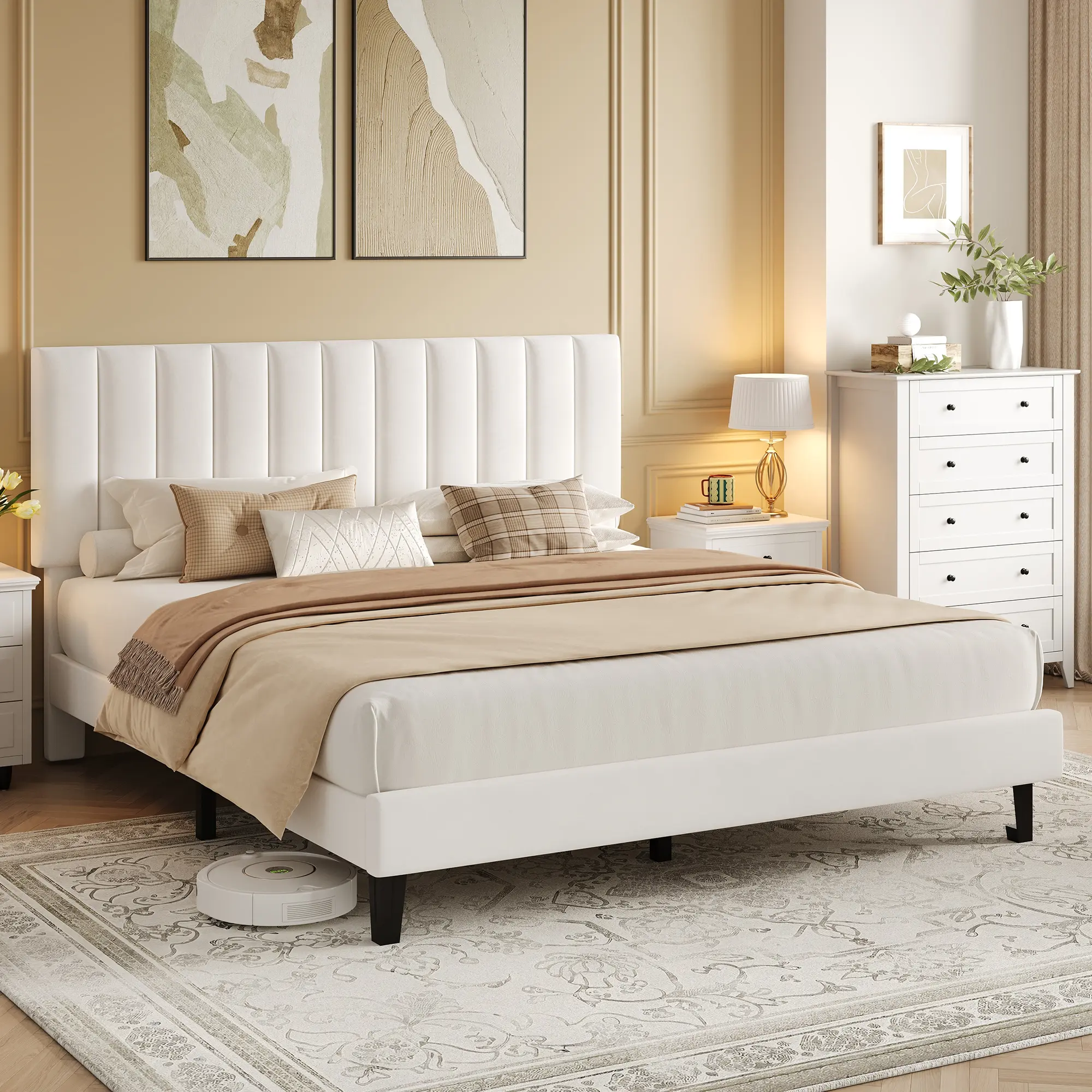 Velvet upholster  Platform sturdy Bed Frame with Adjustable Headboard, Noise Free Heavy Duty Frame with Solid Wood Slats, No Box Spring Needed, Easy Assembly