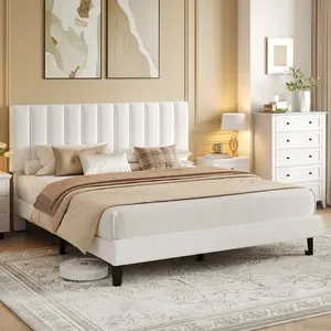 Velvet upholster  Platform sturdy Bed Frame with Adjustable Headboard, Noise Free Heavy Duty Frame with Solid Wood Slats, No Box Spring Needed, Easy Assembly