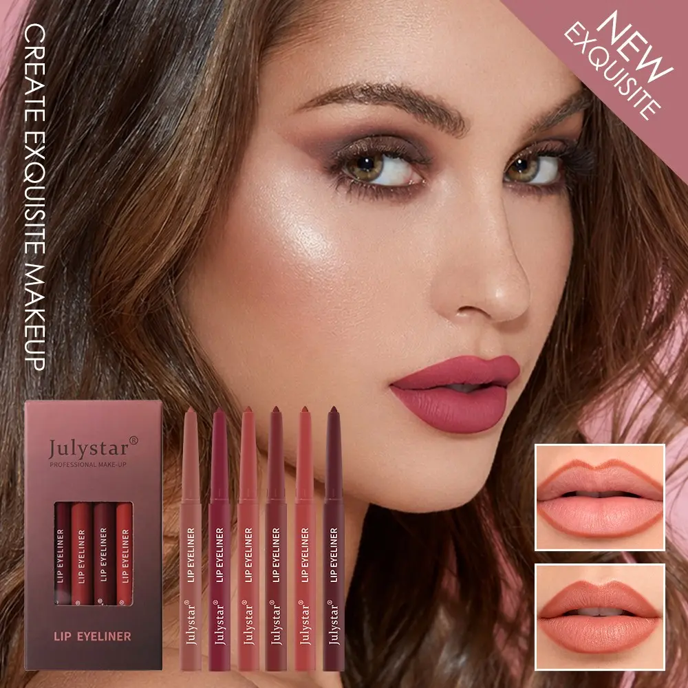 Six-Color Lip Liner Set, Smooth Easy Application Matte Finish Natural Lips, Daily Use, Fall Winter, Perfect for Everyday Makeup