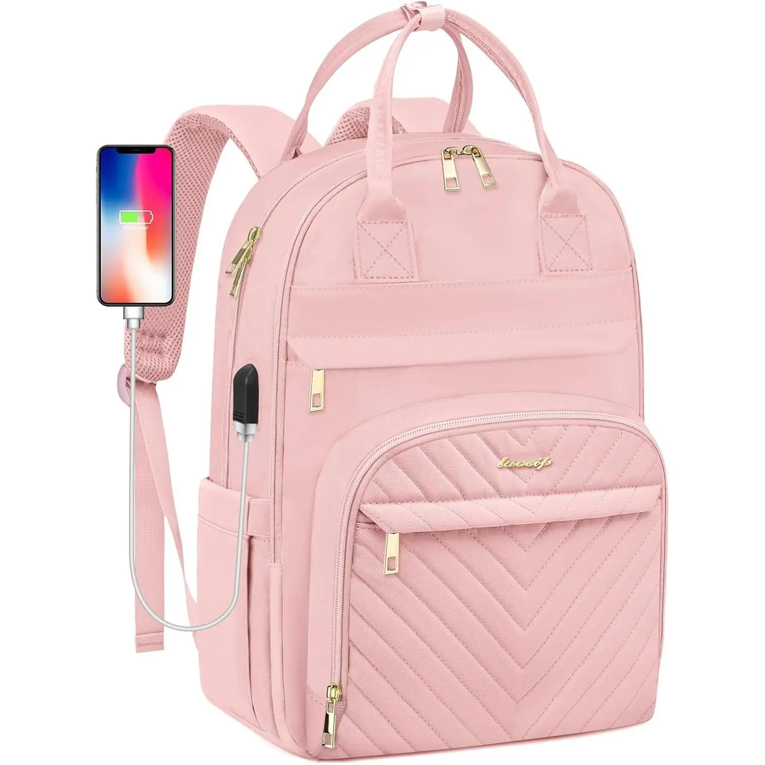 Laptop Backpack for Women College Bookbag: 15.6 Inch Cute Work Backpacks with USB Charger  Stylish Womens  Bag for Teachers  Casual Business Travel  Pack ( )