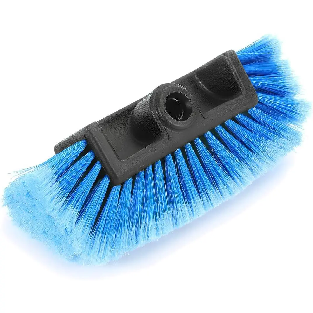 Wash Brush , 10 Inch Automotive Wash Brush  with Soft Bristles, Flow-Thru Dip Brush for  Boat RV Camper  Washing,   Accessories (Blue)