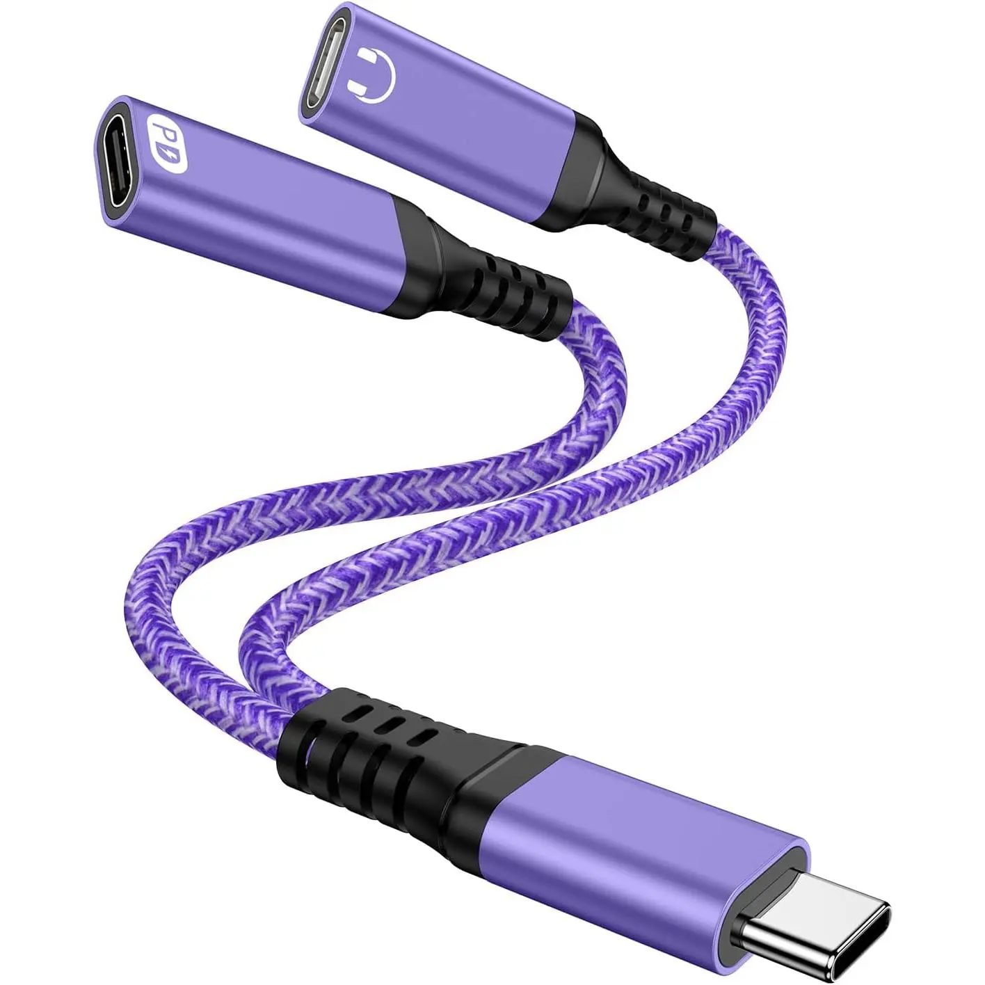 Type C Splitter 1 in 2 out,USB C Y Splitter with 60W PD   Cord