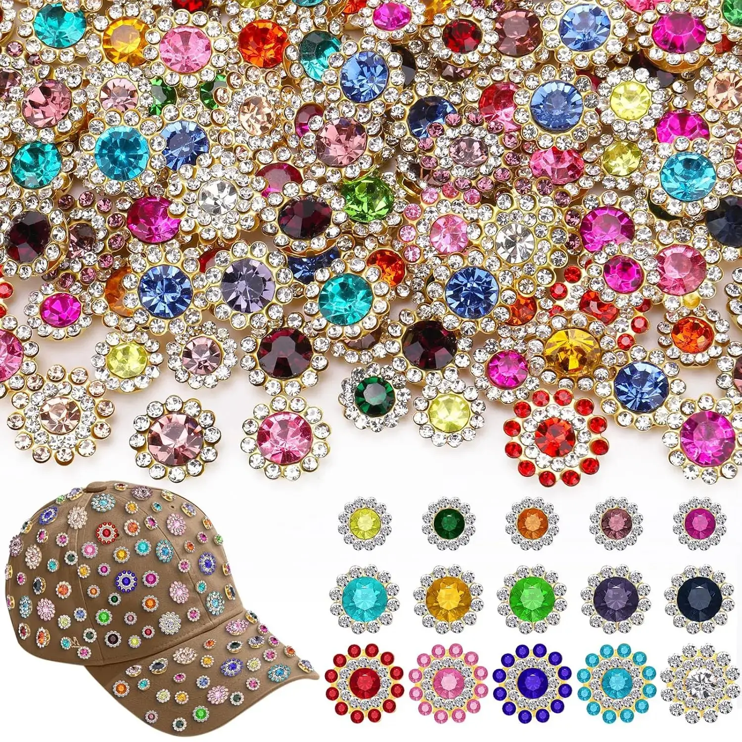 150Pcs Sew on Rhinestones for Hats Flower Shape Flower Design Rhinestone Bedazzling Rhinestone Embellished Flatback Rhinestones Crystal Glass for Clothes Shoes Caps Bags Crafts Diy Bedazzling Rhinestones